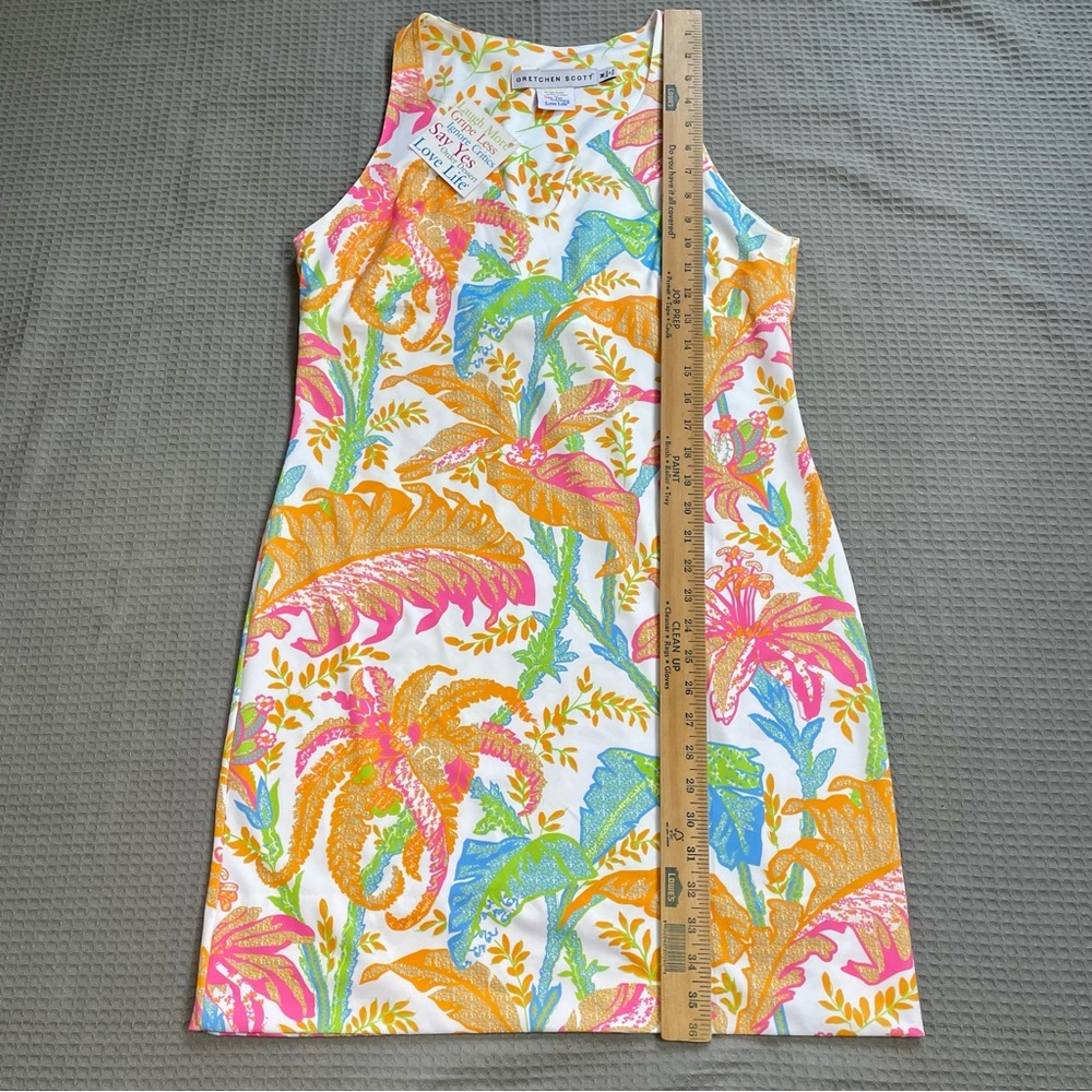 New Gretchen Scott Swerve Dress Medium Womens Palm Palm Multi Sleeveless - Picture 7 of 8